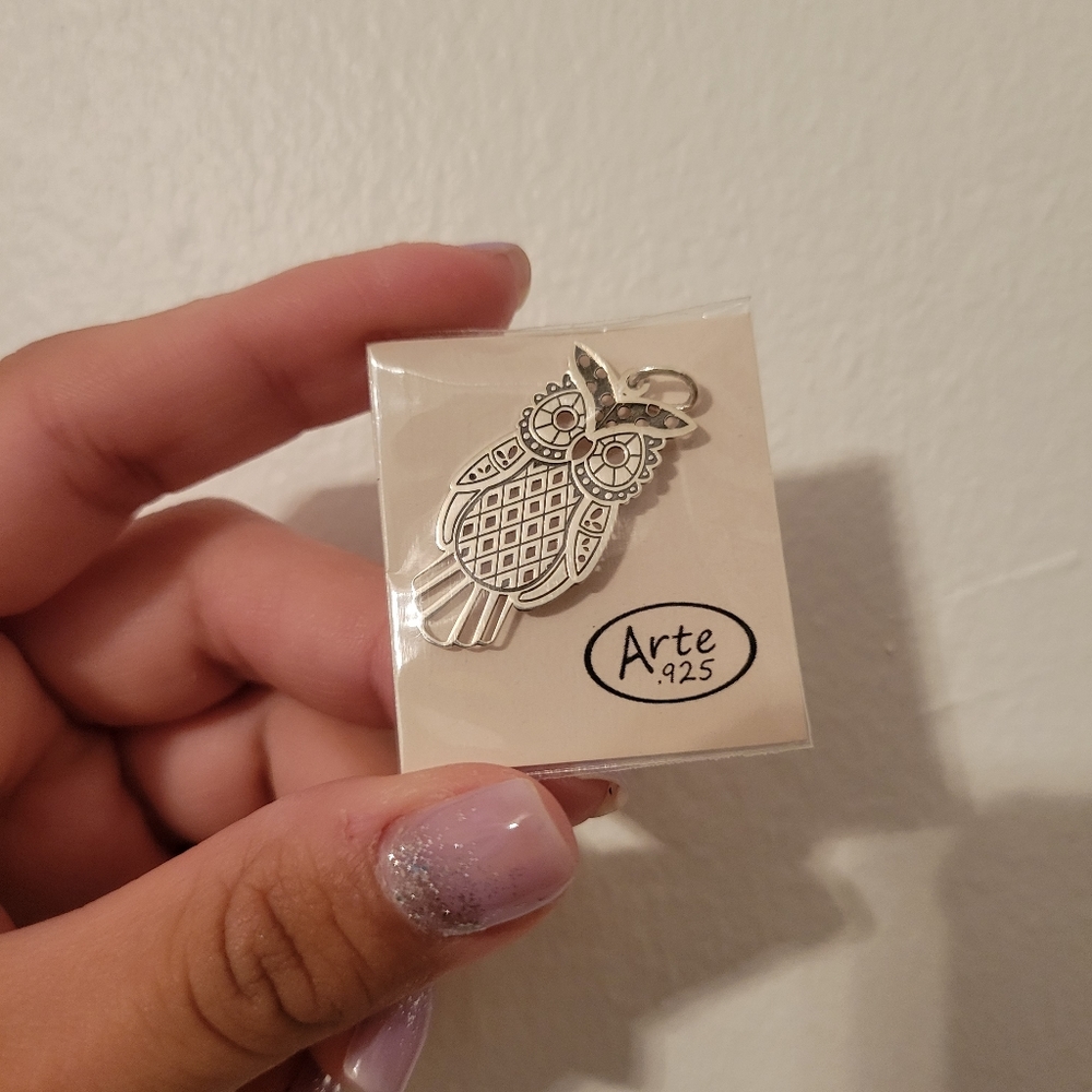 NEW Owl Silver necklace charm - Real Silver .925